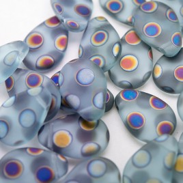 Alexandrite Peacock 12x18mm Matt Tear Drop pressed Czech glass bead