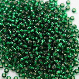 Preciosa Czech glass seed bead 13/0 Emerald silver lined
